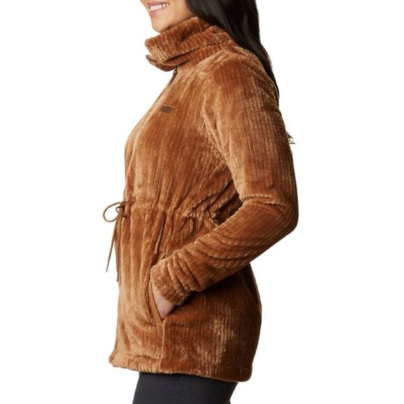 COLUMBIA 'Fire Side' Full-Zip Caramel Brown Fuzzy Fleece Jacket - Size M - Picture 3 of 13